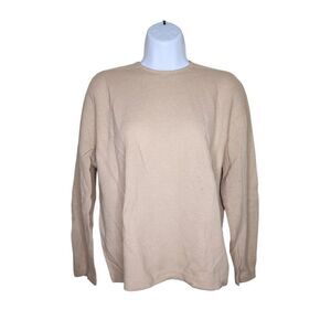 Vintage 60s Mod Cropped Sweater Womens Size XL Beige Rear Zipper Wool Pinup